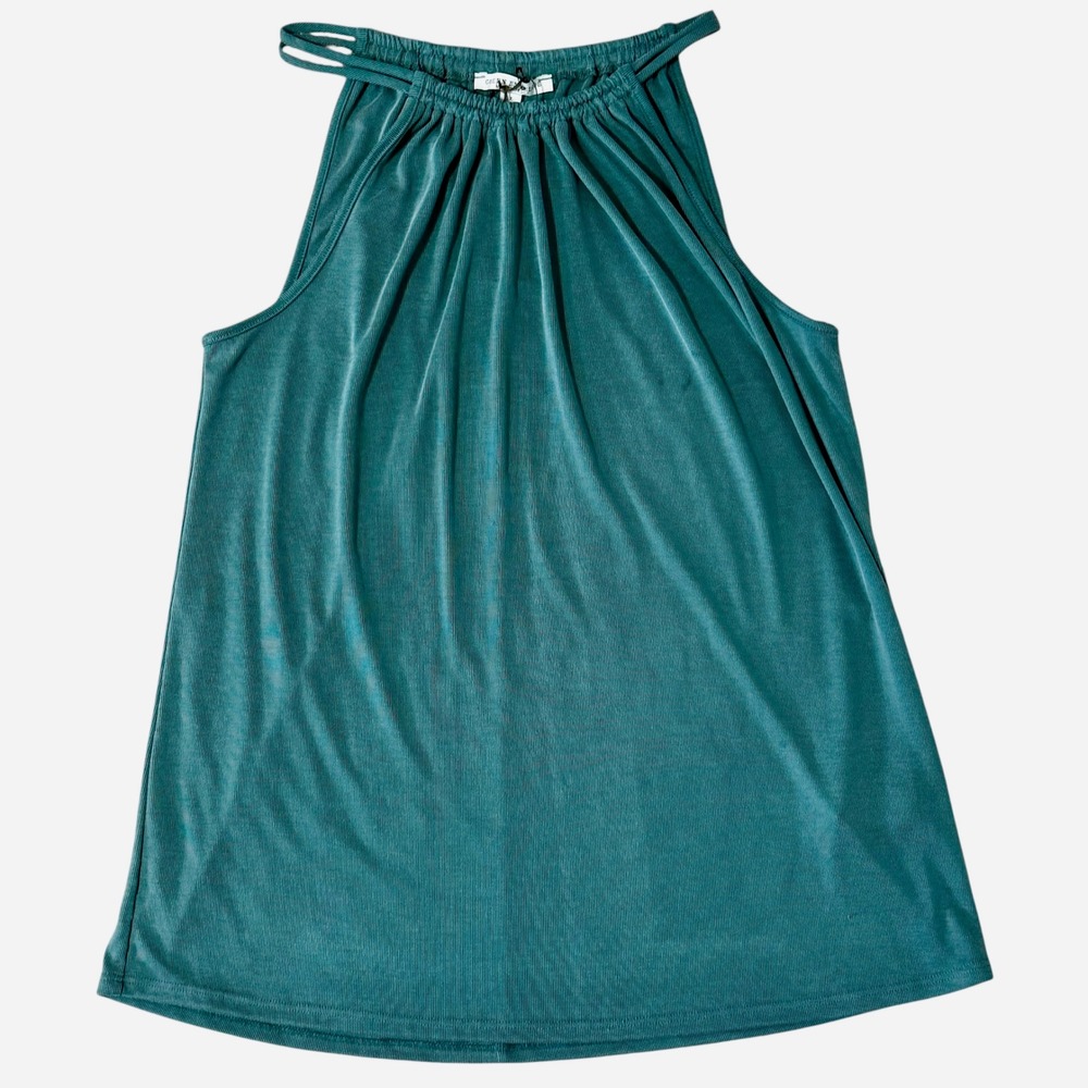 Green Envelope Sz-Large Los Angeles Teal‎ Green Halter High Neck Ribbed Tank Top